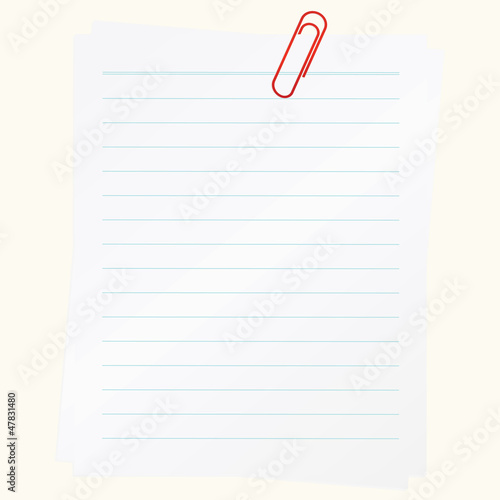 Memo notes with red paper clip