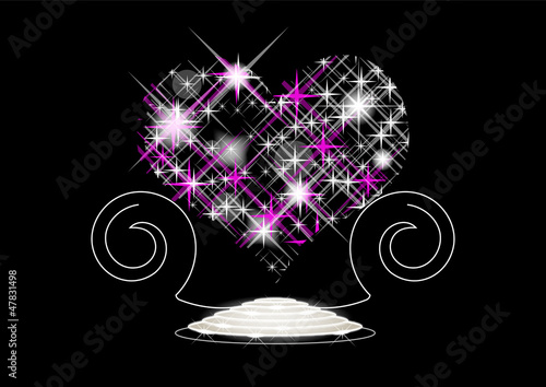 Porte coeur étoilé violet & noir - Saint Valentin