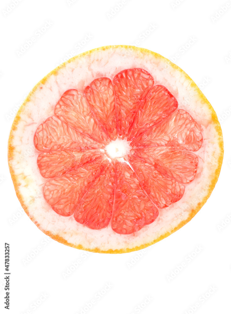 close-up red grapefruit portion on white background close-up red grapefruit portion on white background