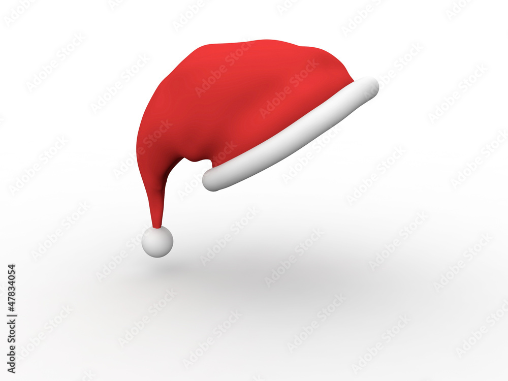 Santa Claus hat isolated on white background with shadow Santa Claus hat isolated on white background with shadow