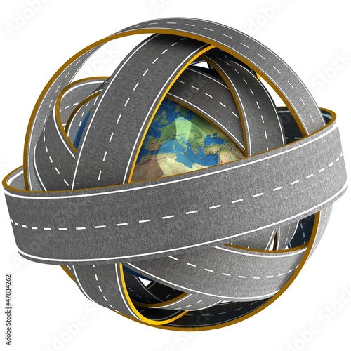  3d Globe and roads around it.