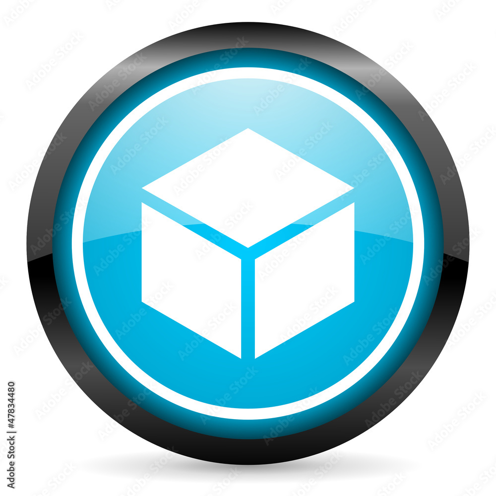 box blue glossy icon on white background box blue glossy icon on white background