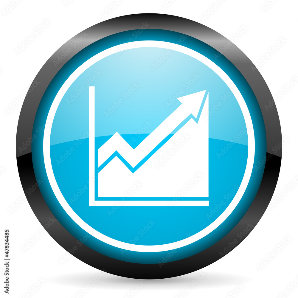 histogram blue glossy icon on white background histogram blue glossy icon on white background