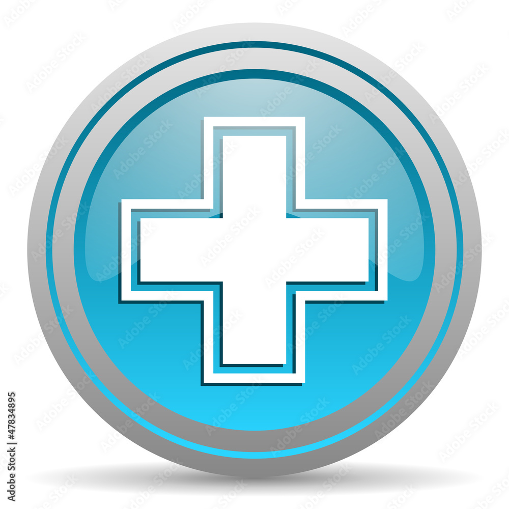 Obraz premium pharmacy blue glossy icon on white background