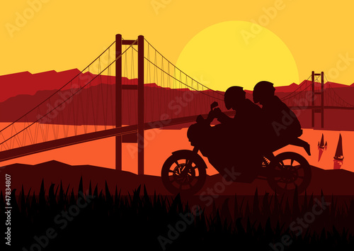 Motorbike riders motorcycle silhouette