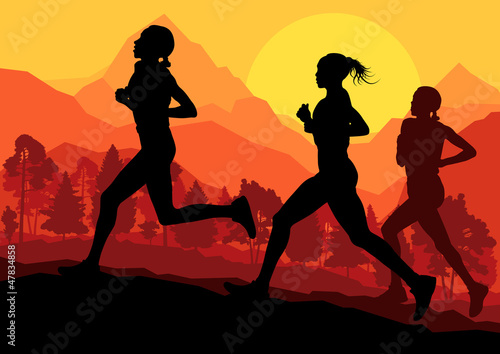 Man and women marathon runners