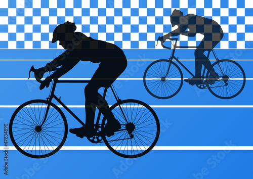 Sport road bike riders bicycle silhouettes vector