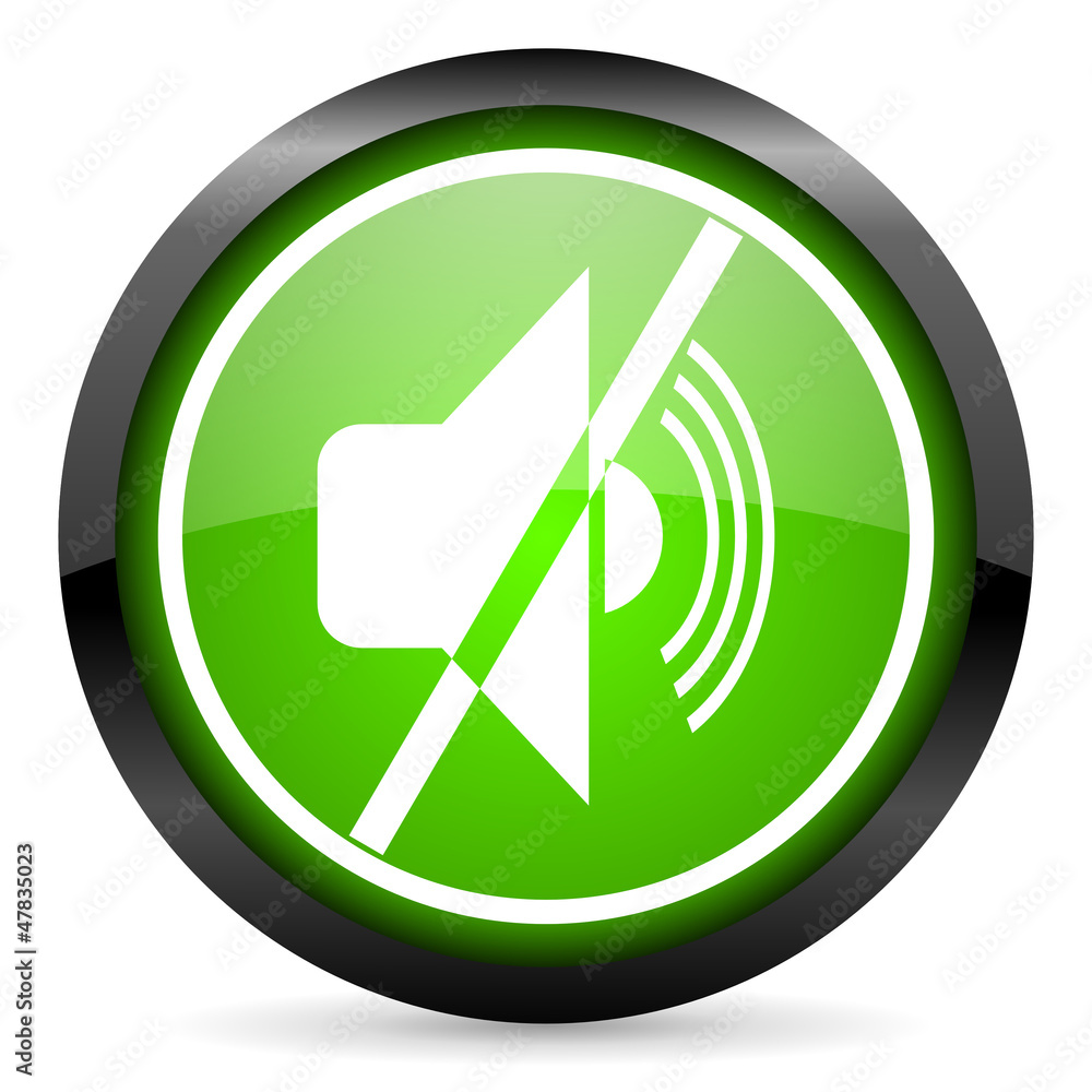 mute green glossy icon on white background mute green glossy icon on white background