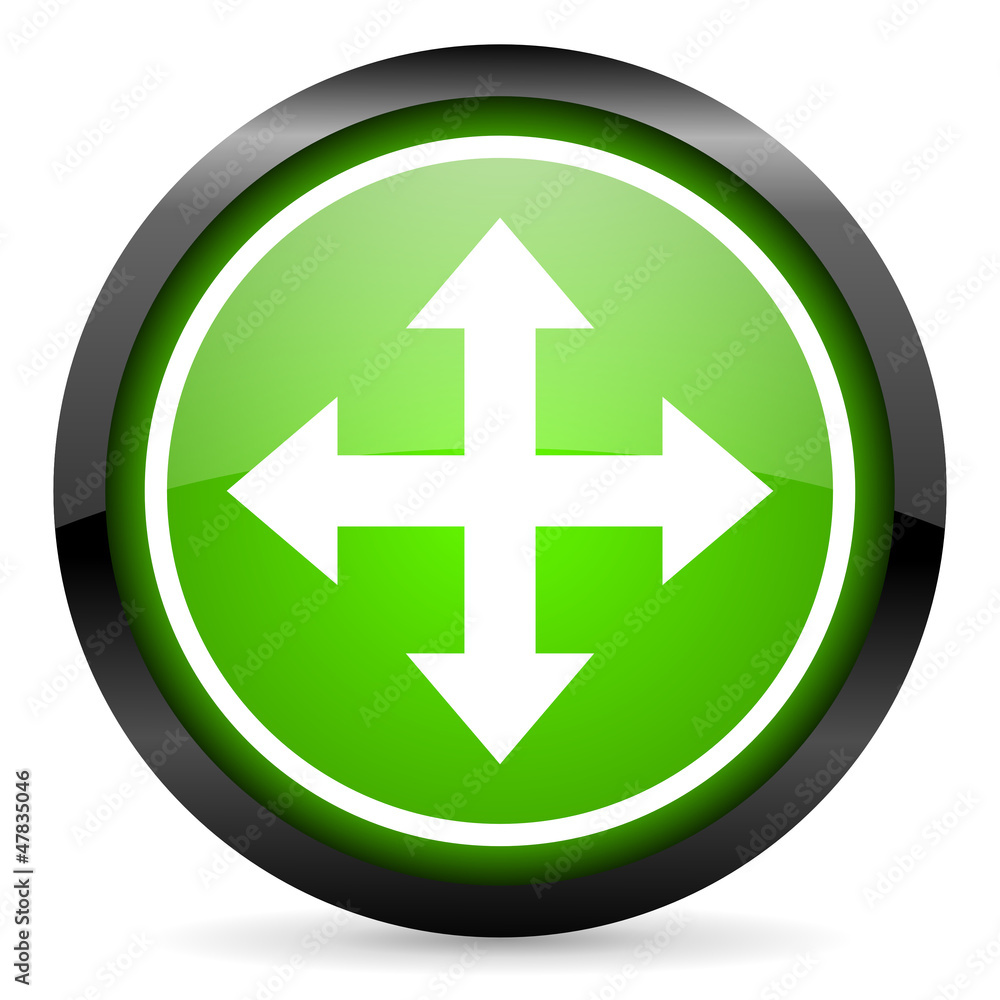 move arrow green glossy icon on white background move arrow green glossy icon on white background