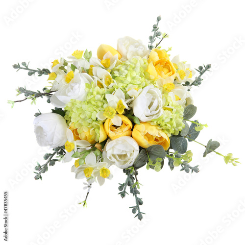 Fototapeta Naklejka Na Ścianę i Meble -  bouquet of  tulip, narcissus, euphorbia, hydrangea
