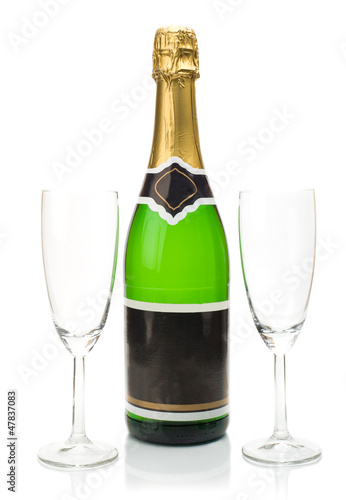 Wallpaper Mural Bottle of champagne and two glasses Torontodigital.ca