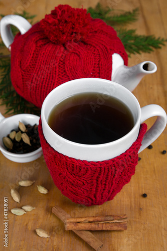 Hot winter tea with spices