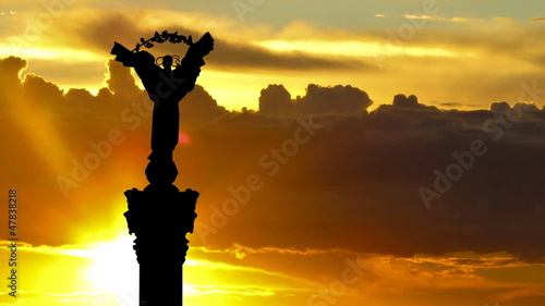 Ukraine Independence monument Kiev sunrise