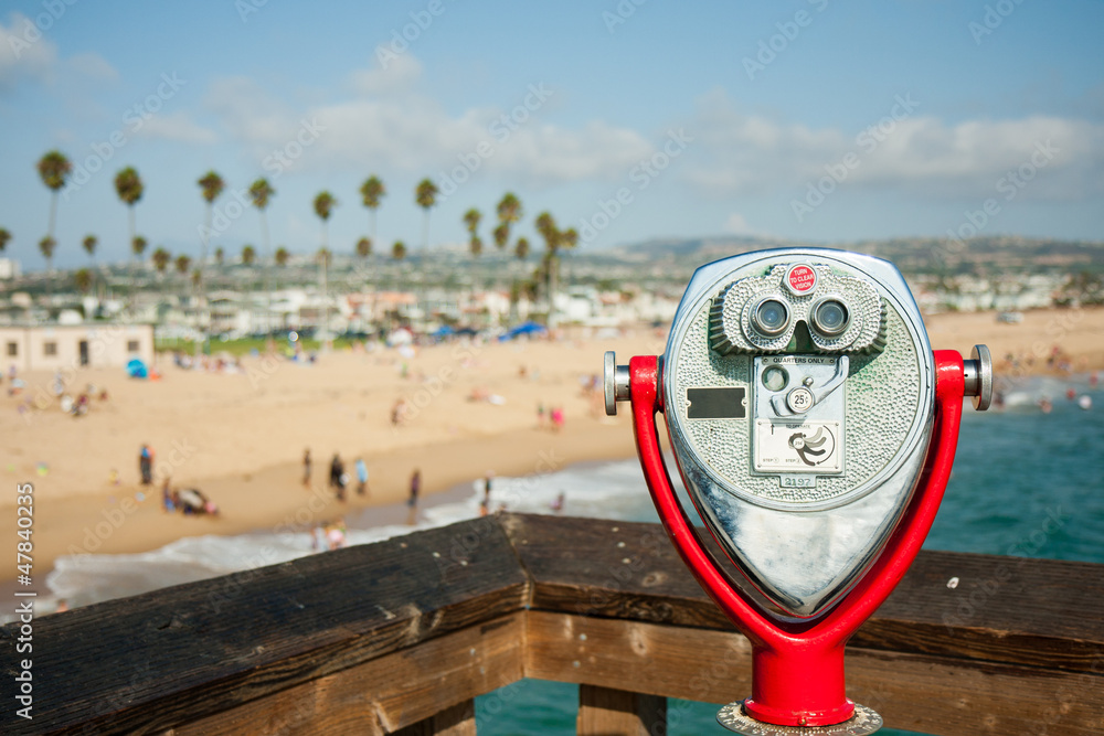 Coin operated telescope in Newport beach, CA