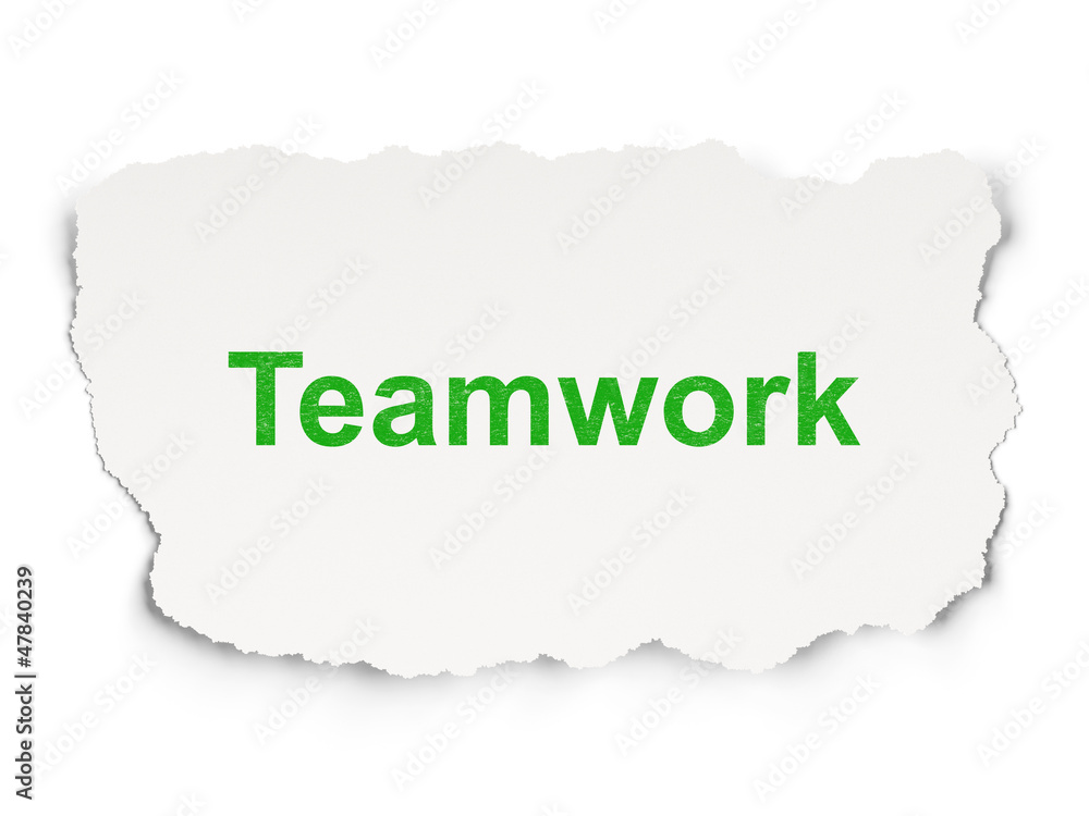 Torn paper with words Teamwork on background Torn paper with words Teamwork on background