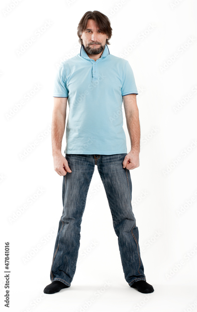 Middle-aged man on a light background Middle-aged man on a light background