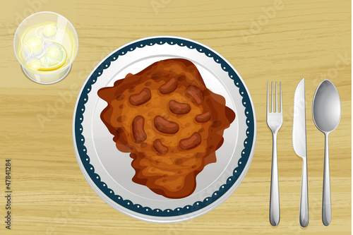 Bean dish on a wooden table