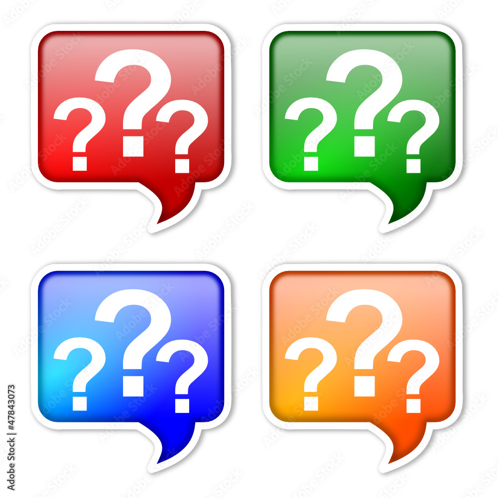 Colored labels with question marks as an illustration Colored labels with question marks as an illustration