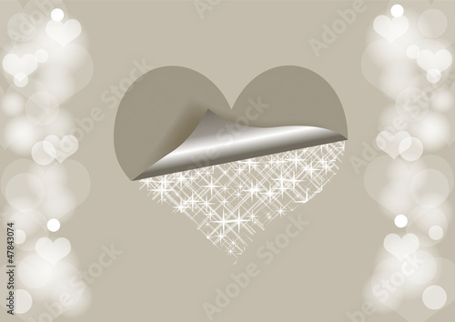Stickers coeur étoile blanc & taupe - Saint Valentin photo