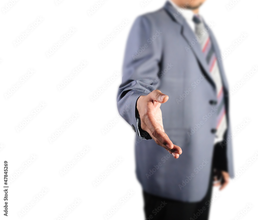 Business man standing for handshake isolated on white Business man standing for handshake isolated on white