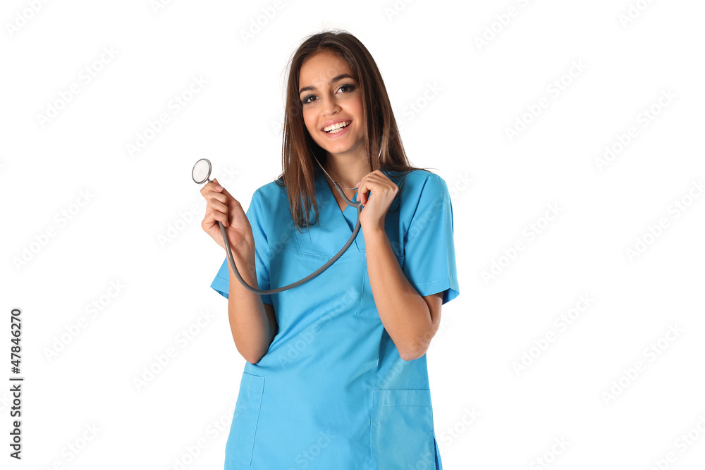 Stetoskop tutan bayan doktor hemşire Stock Photo | Adobe Stock