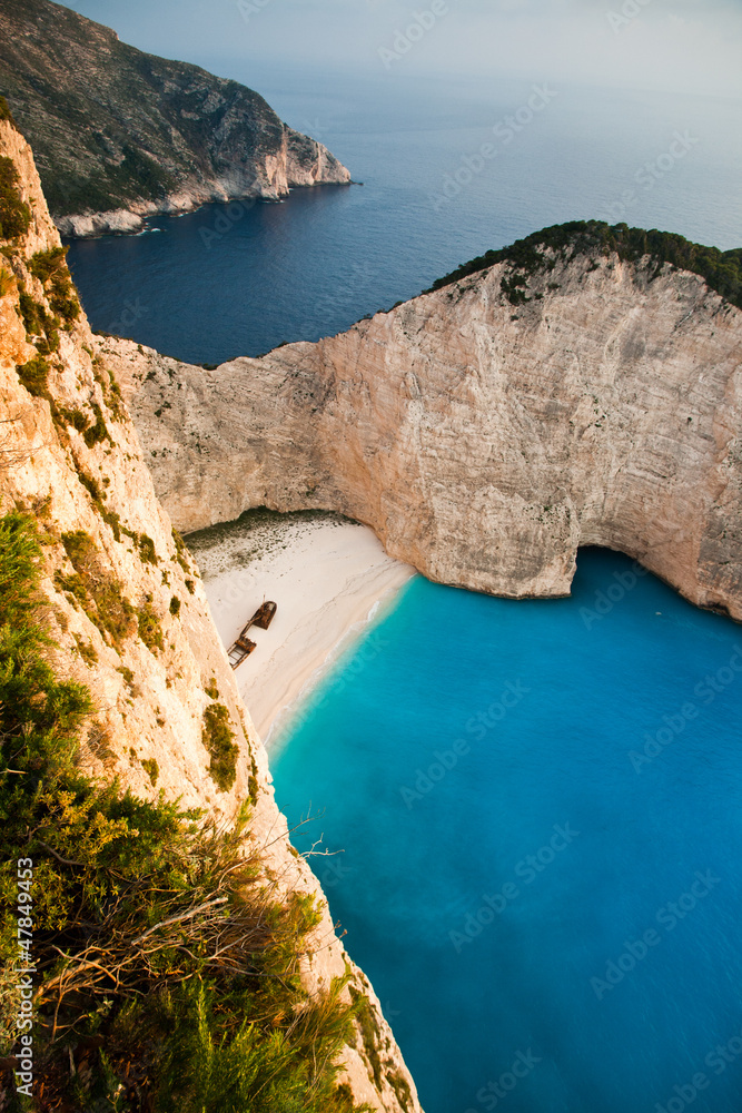 Beach with ship-wreck in Zakynthos, Greece