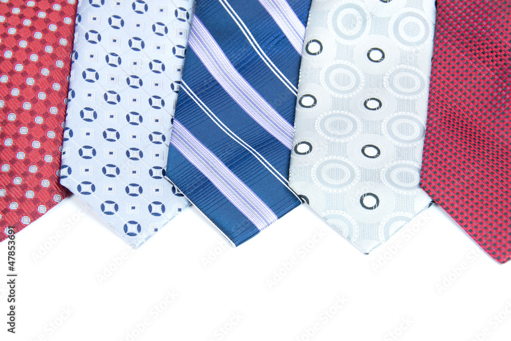 Selection of silk ties isolated on white Selection of silk ties isolated on white