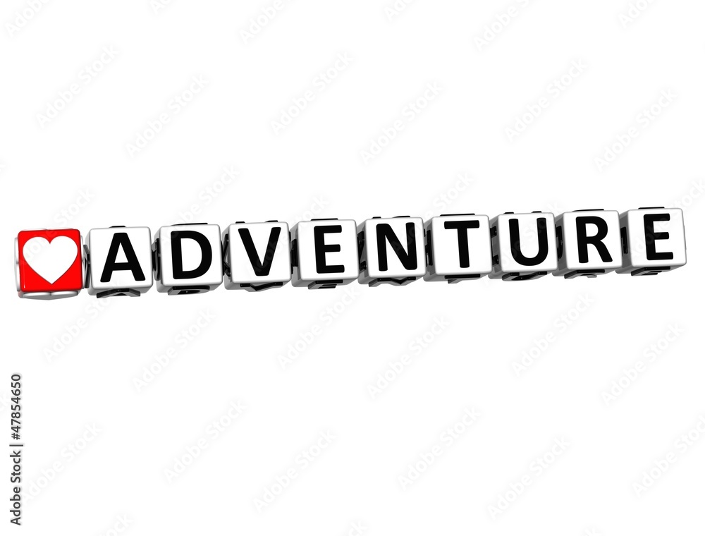 3D Love Adventure Button Click Here Block Text