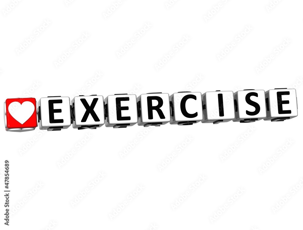 3D Love Exercise Button Click Here Block Text