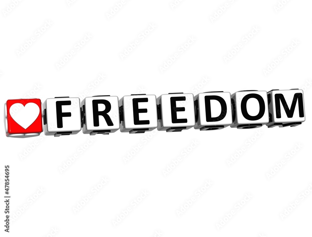3D Love Freedom Button Click Here Block Text