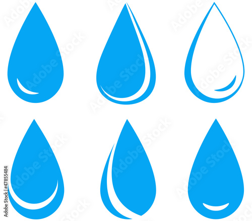 set of blue water drops