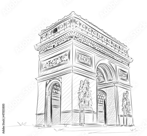 Vector World famous landmark collection : Arc de Triomphe , Pari