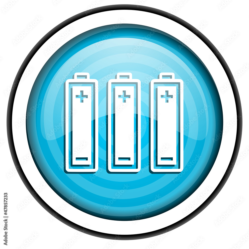 batteries blue glossy icon isolated on white background batteries blue glossy icon isolated on white background