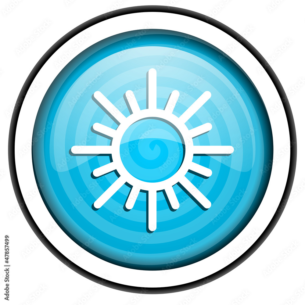 sun blue glossy icon isolated on white background