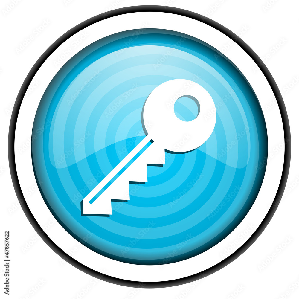 key blue glossy icon isolated on white background key blue glossy icon isolated on white background