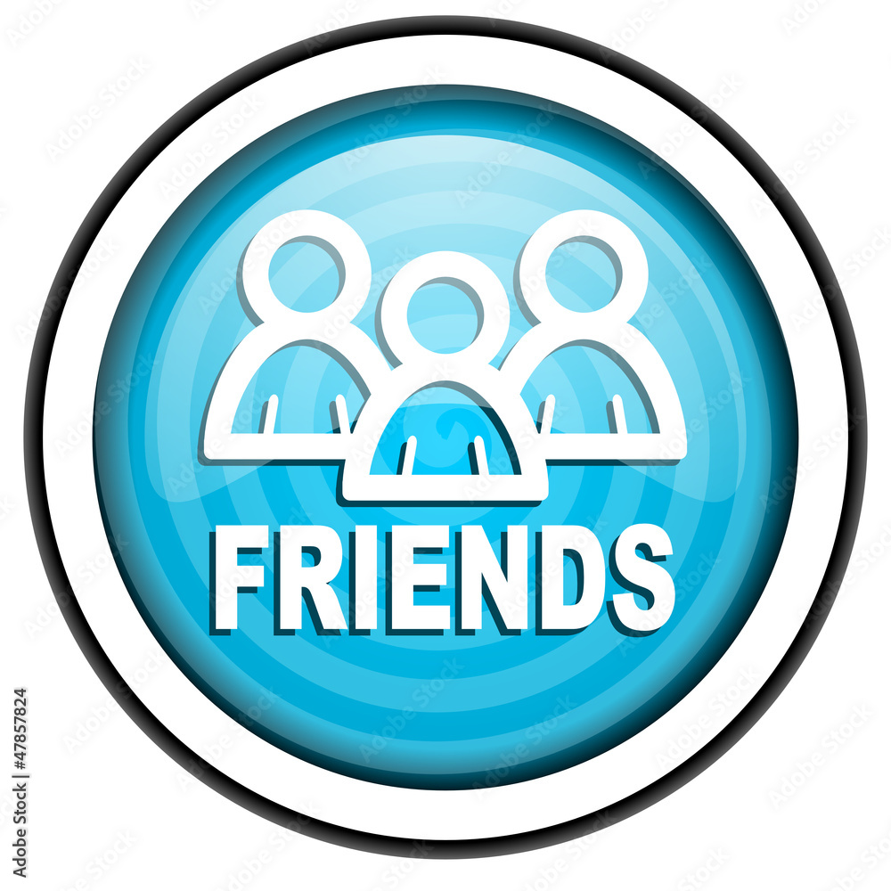 friends blue glossy icon isolated on white background friends blue glossy icon isolated on white background