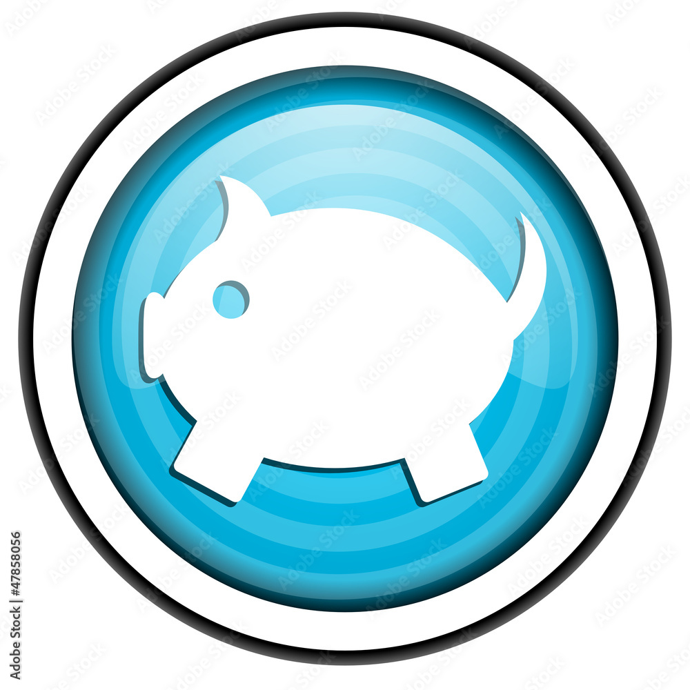 piggy bank blue glossy icon isolated on white background piggy bank blue glossy icon isolated on white background