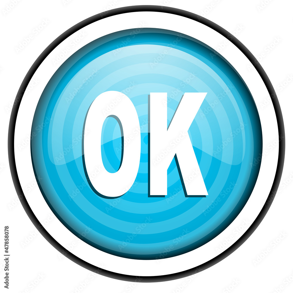 ok blue glossy icon isolated on white background ok blue glossy icon isolated on white background