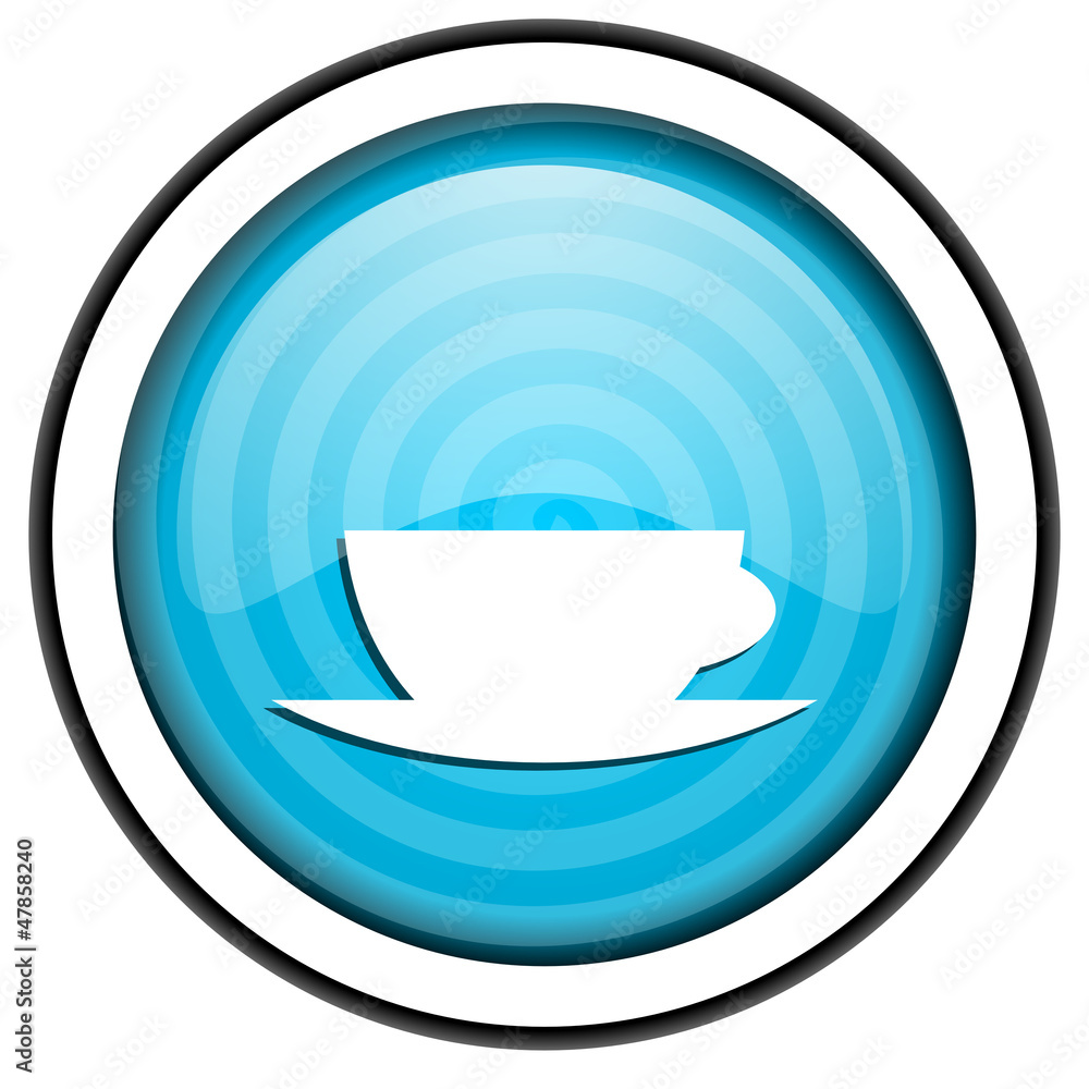 coffee cup blue glossy icon isolated on white background coffee cup blue glossy icon isolated on white background