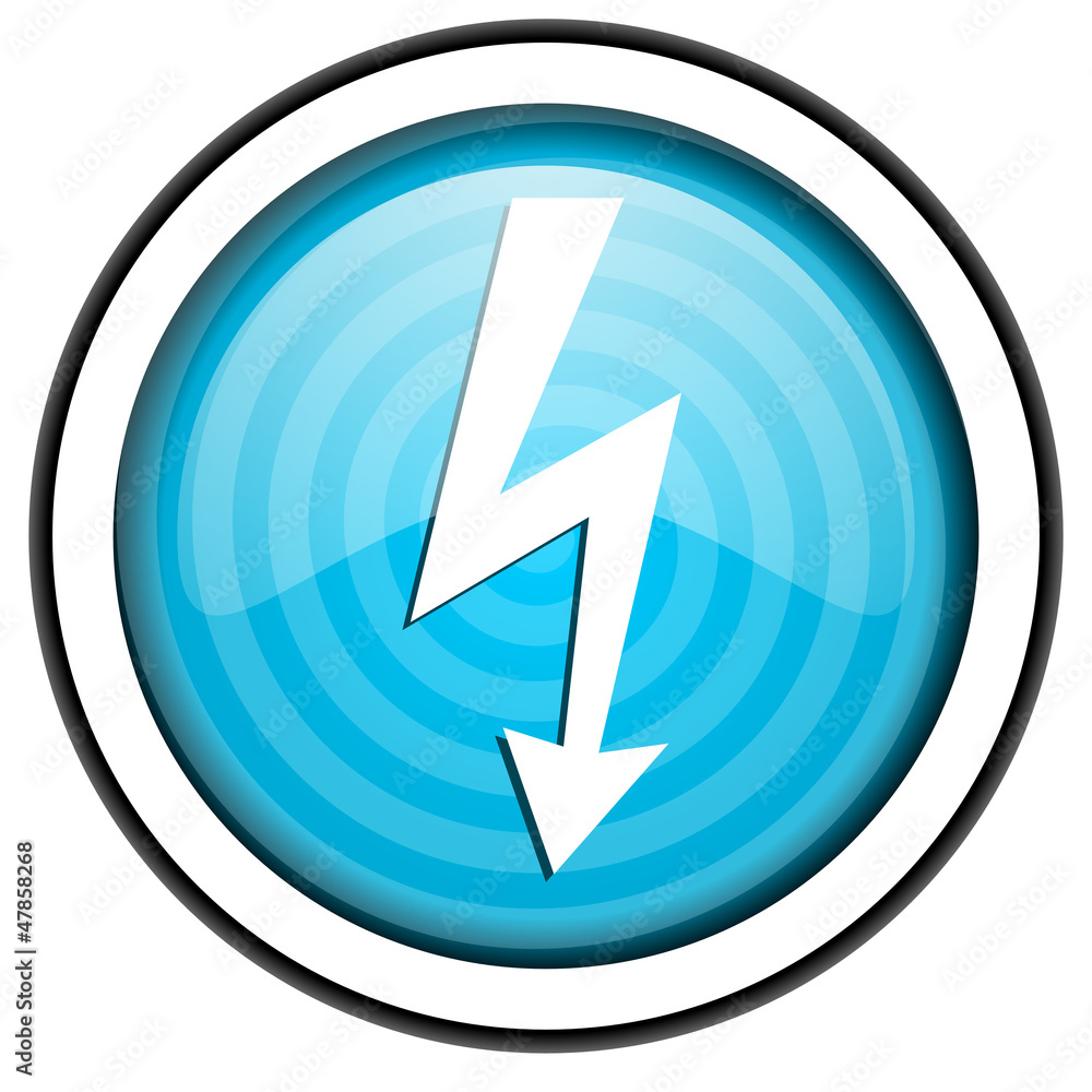 lightning blue glossy icon isolated on white background lightning blue glossy icon isolated on white background