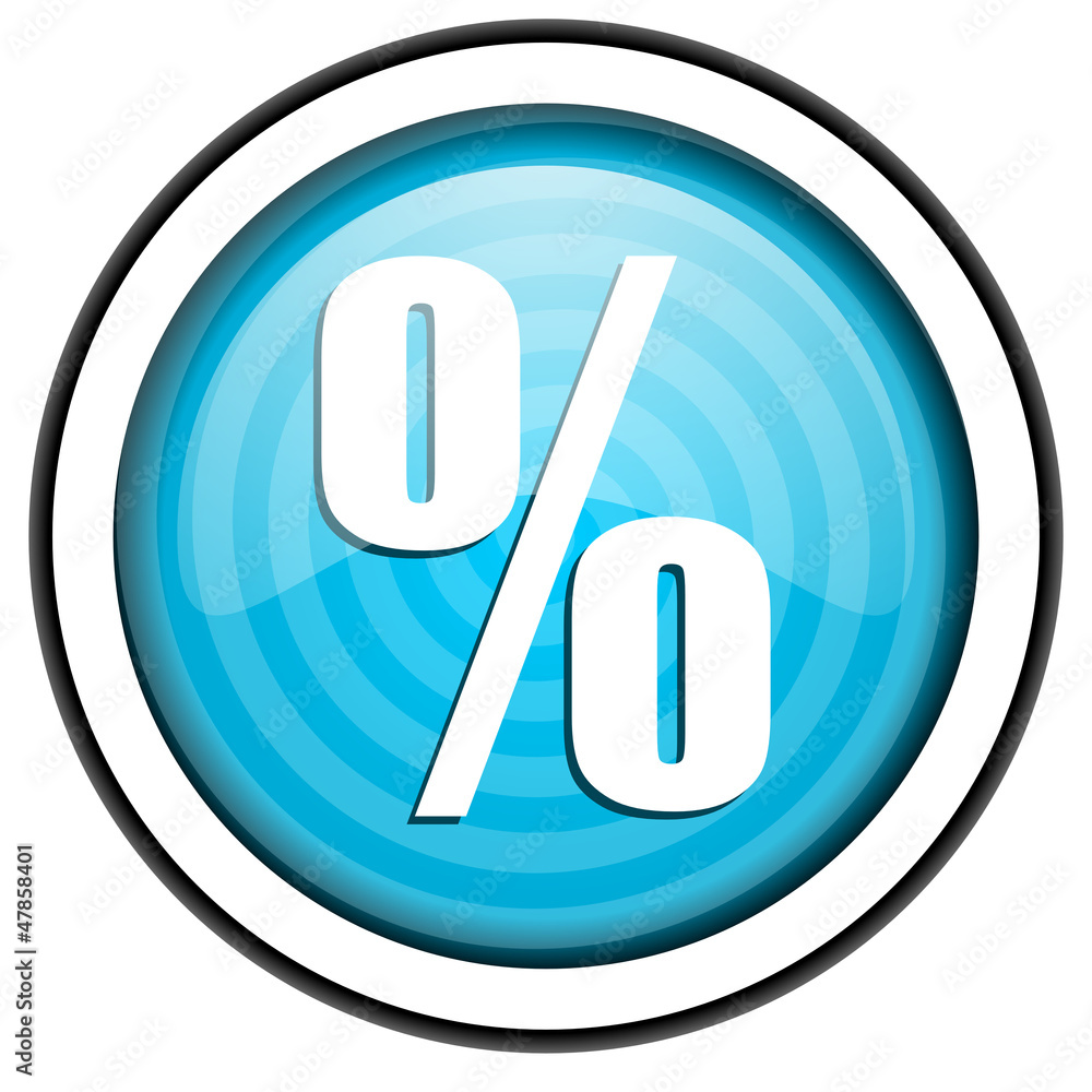 percent blue glossy icon isolated on white background percent blue glossy icon isolated on white background
