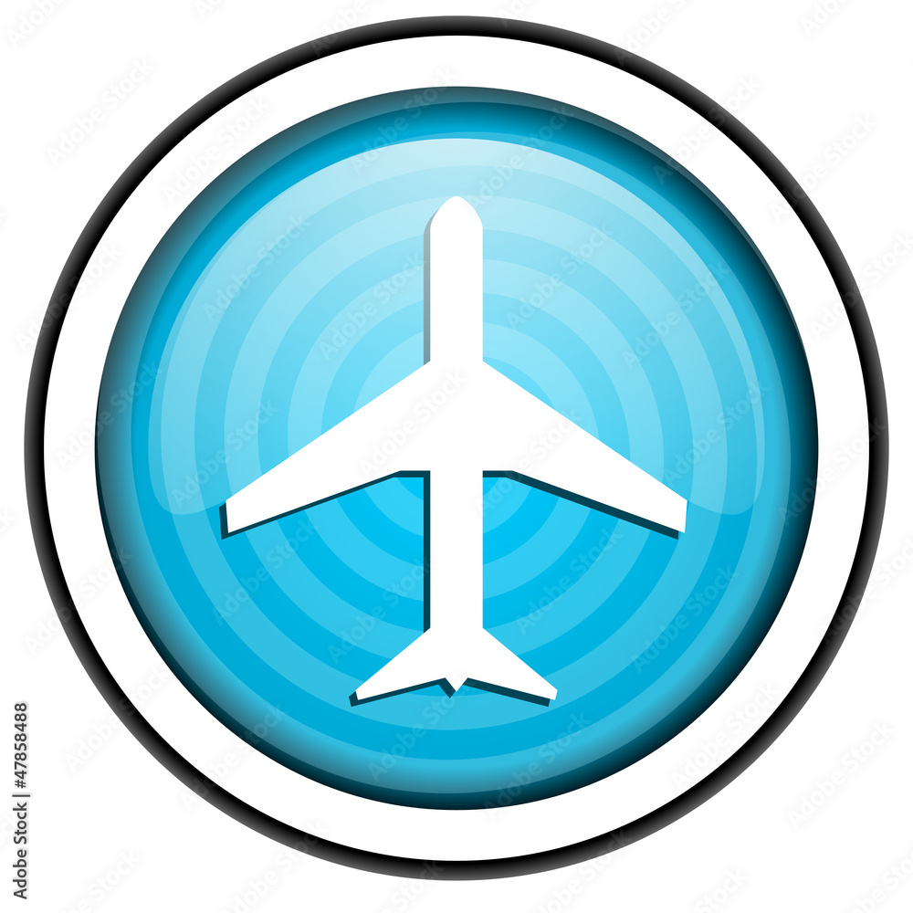 airplane blue glossy icon isolated on white background airplane blue glossy icon isolated on white background