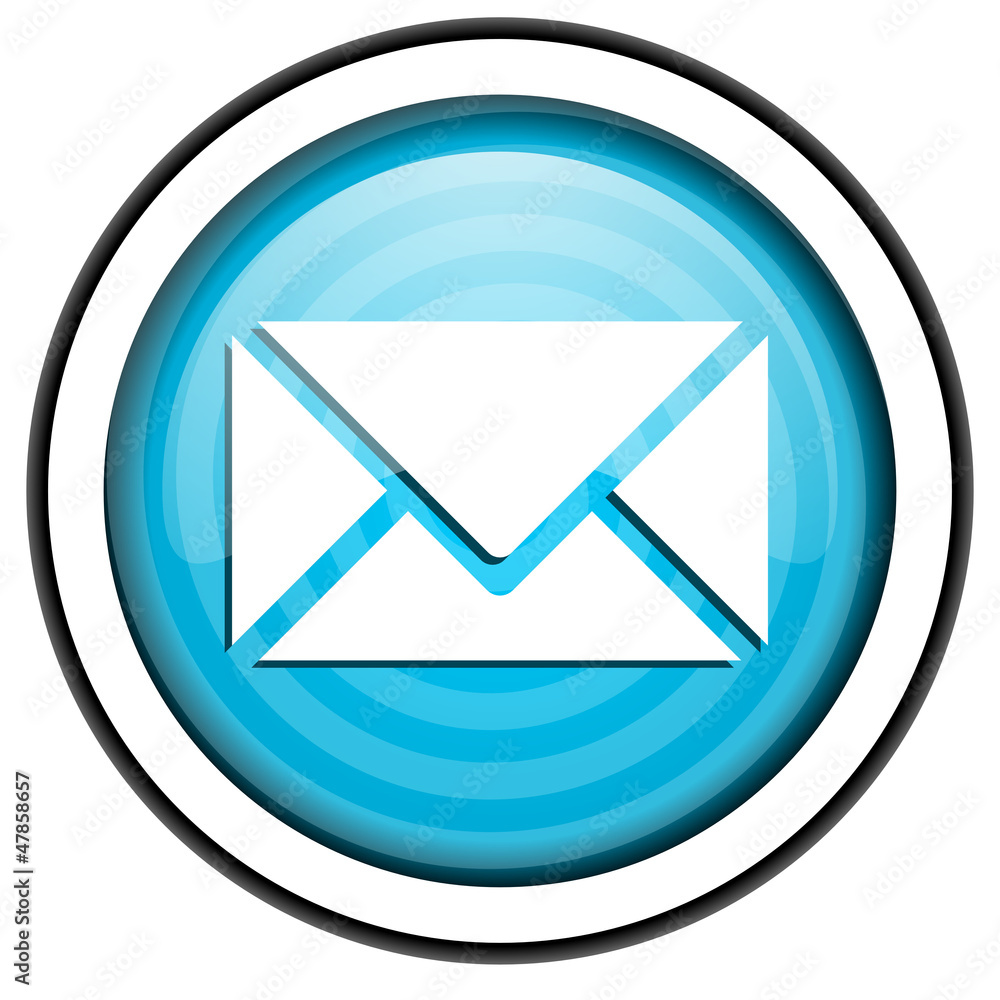 mail blue glossy icon isolated on white background mail blue glossy icon isolated on white background