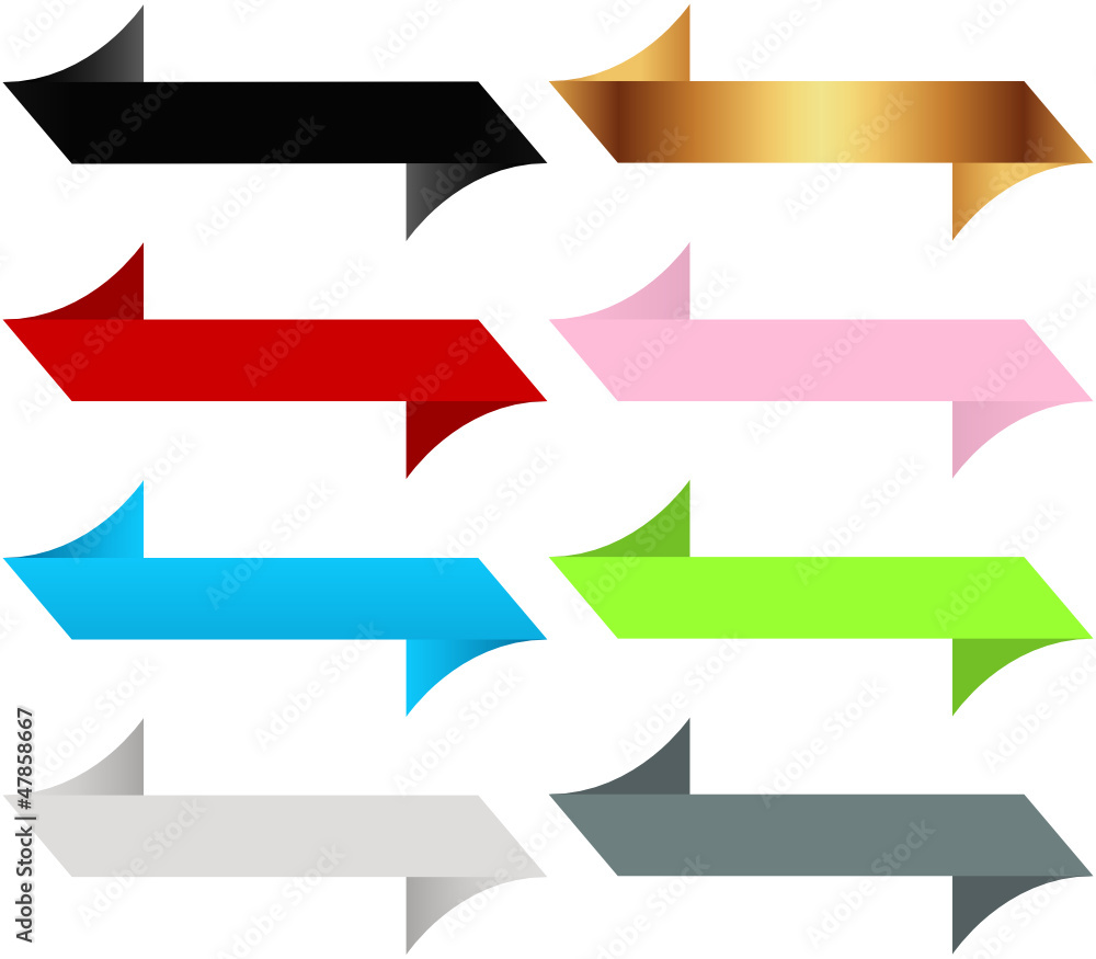 Fototapeta premium Simple Colorful Banner, Ribbon Set on white Background