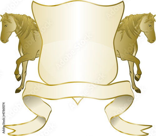 Reitabzeichen in Gold mit Spruchband