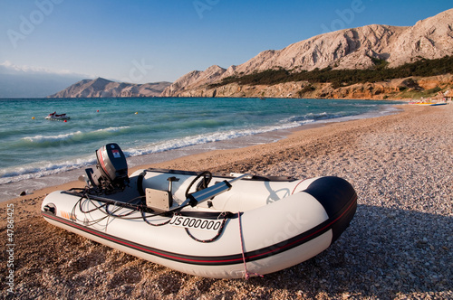Motor boat in beach at Baska - Krk - Croatia
