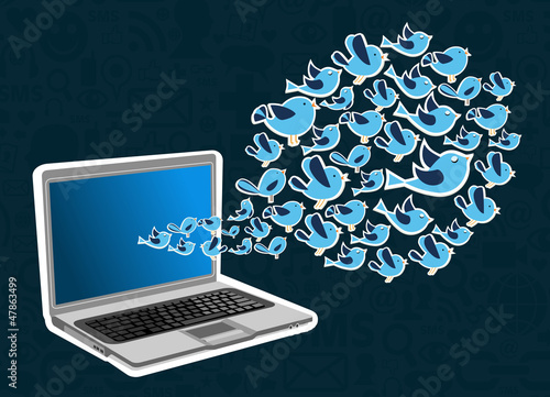 Twitter birds splash computer application photo