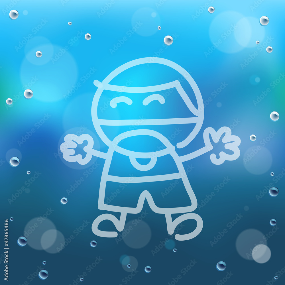 Hand draw cartoon and water drop on glass background. Hand draw cartoon and water drop on glass background.
