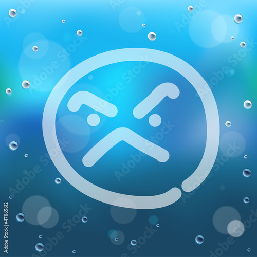 Hand draw cartoon and water drop on glass background.