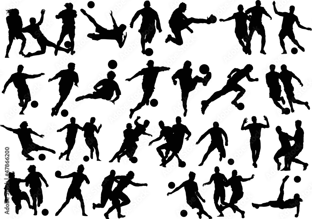 soccer players silhouettes collection